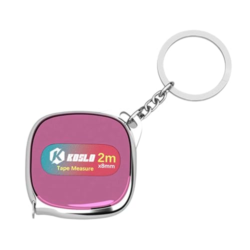 KLKCMS キーチェーン付きテープメジャー測定ツールソフトコンパクト小型ポータブル伸縮式メトリック定規ボディファブリックボディ測定用, ピンク
