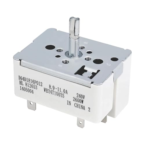 WB24T10025 Surface Burner Control Switch Replace for GE Stove Parts WB24T10025 Electric Surface Infinite Switch Compatible Number AP2024072 769692 AH236750 EA236750 PS236750 154510 8 Inch