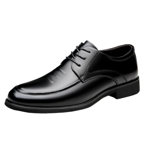 Mens Lace Up Oxford Dress Shoes Classic Business Formal Work Shoes Black Leather Office Wedding Party Footwear Comfortable Sole