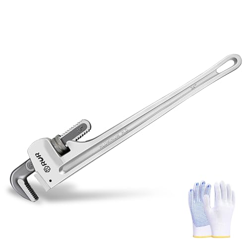Image of 24 Inch Aluminum Pipe Wrench | Plumbers Wrench, Heavy Duty Plumbing Tools | Forged from High Carbon Steel | Suitable for Water Pipes, Plumbing, Fire Protection Pipe Tools