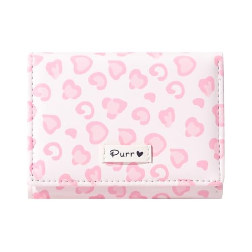 Sunwel Fashion Girls Cute Leopard Print Wallet Small Wallet Card Holder ID Window for Women (PINK LEOPARD)