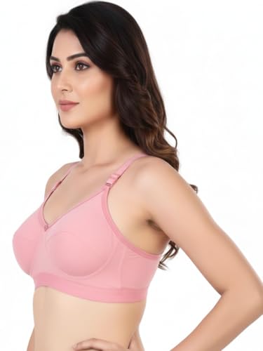 Image of Pack of 2 Women's Pure Cotton Non-Padded Wire-Free Everyday Bra | Full Coverage Seamed Cups with Wide Adjustable Straps | Everyday Comfort