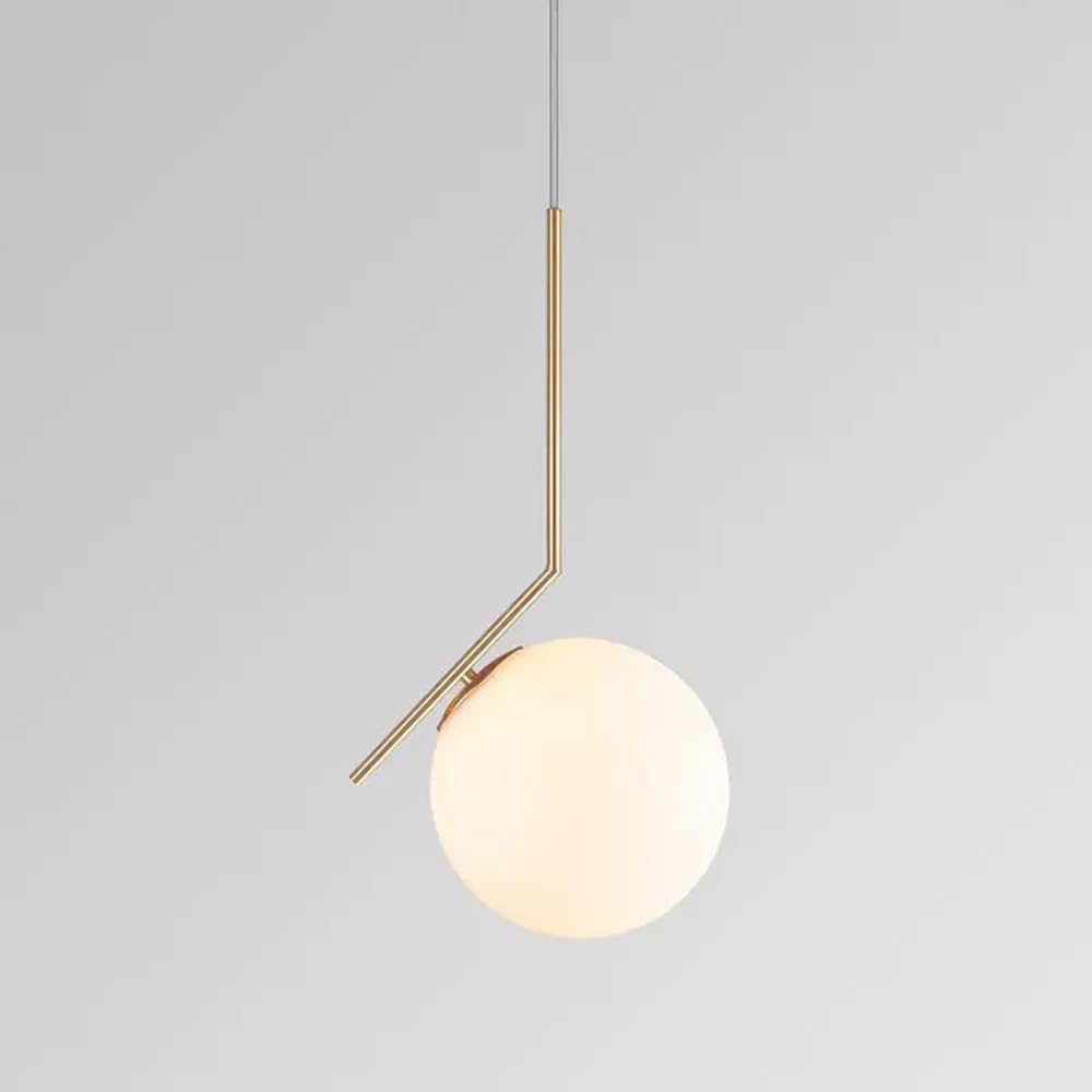 Partenopea® Lampadario a sospensione lampada moderna da soffitto con corpo in metallo color bronzo e sfera in vetro attacco per lampadina G9 (lampadina esclusa, Sfera 20 cm)