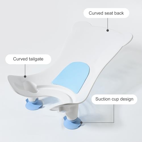 Baignoire pour bébé avec ventouse et support de fesses blanc en PP - 3