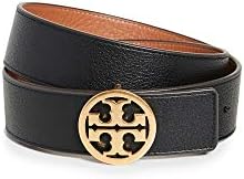 Tory Burch Women's 1.5" Miller Reversible Belt, Black/New Cuoio/Gold, XS