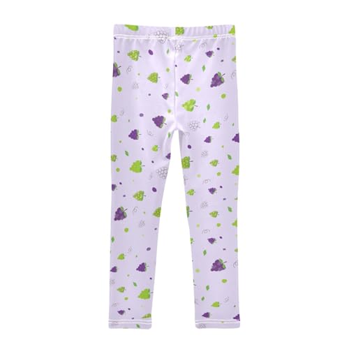 Doodle Pattern of Grape Girls Leggings,Workout Leggings for Girls Toddler Athletic Leggings Size for 3-10T2