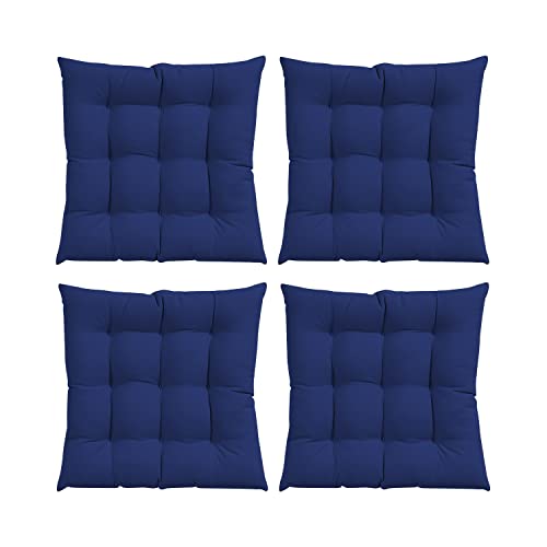 N/S GREATOYAR Cojines para Silla y Asiento, Decoración de Asiento de Jardín Casa Terraza, Cojín Decorativo con Correas de Sujeción, 9 Pespuntes, Fabricado en España, 40 x 40 x 3.5 cm, Pack 4, Azul