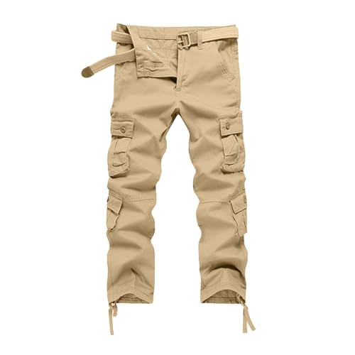 SOOUICKER Outdoor Cargohose Herren Regular Fit Outdoor Hosen Baumwolle Arbeitshosen Männer Viele Taschen Vintage Wanderhose Cargo Trekkinghose Weit Lang