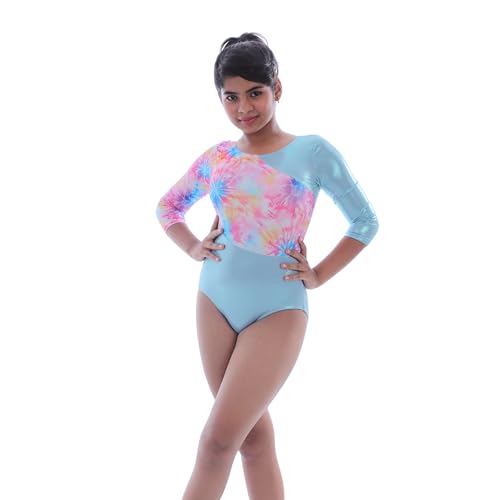 Image of IKAANYA Girls or Women Full Sleeves Rhinestones Leotard - Ideal for Gymnastics, Dance, Yoga, Acrobatics or Performance (Toddlers, Kids, Adults)