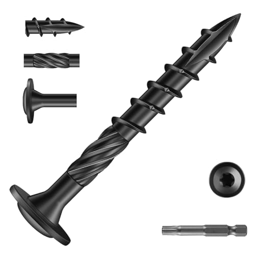 Image of #14 x 2 Inch Lag Screws (57Pcs) 1lb. Structural Wood Screw, Black, Carbon Steel, Washer Head, Rust Resistant epoxy Coated, T30 Torx Bit