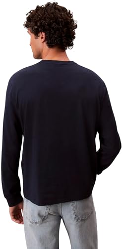 Calvin Klein Herren Langarmshirt Easy Monogram mit Rundhalsausschnitt, Blau (Dark Sapphire), M – Ansicht 3