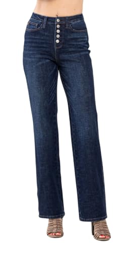Judy Blue Dark Wash High Waist Button Fly Straight
