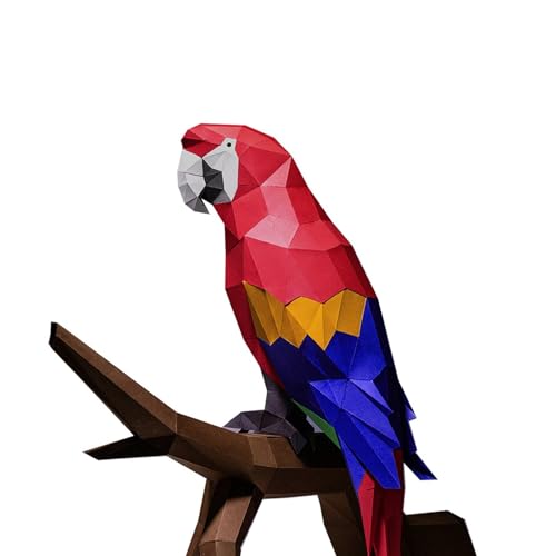Uematu Parrot Paper Sculpture,Pre-Cut DIY Papercraft Kit,Handmade Wide Animal,3D Paper Art, Animal Figurine, Color,Low Poly Home Decor,All Accessories Included