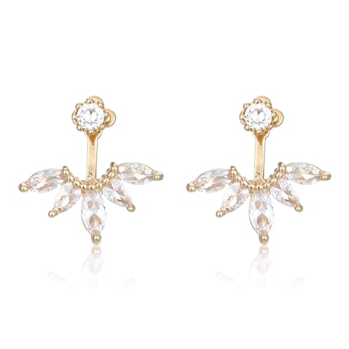 Winssigma Marquise Ear Jacket Earrings Cubic Zirconia Front & Back Statement Stud Earrings Bridal...
