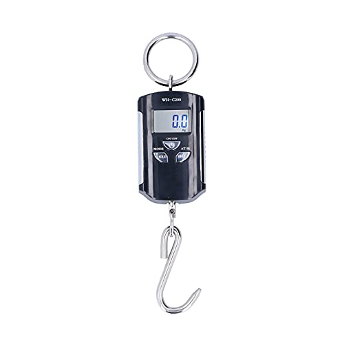 Aolidsive Báscula de Grúa de 200 Kg, Báscula de Gancho Electrónica Portátil con Retroiluminación LED, Ideal para Equipaje y Compras de Comestibles (Plata Negro)