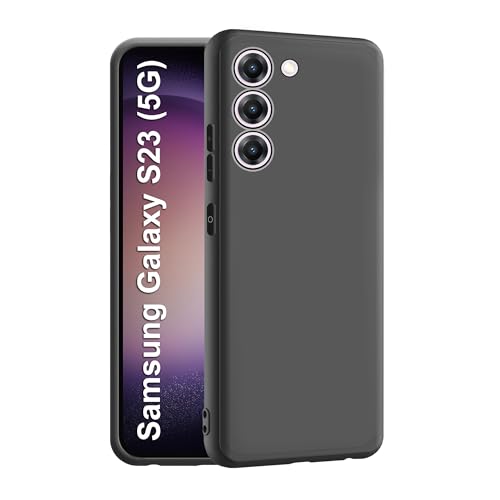 Image of CEDO Back Cover for Samsung Galaxy S23 (5G) | Camera Bump Protection & Inner Velvet Fabric Lining | Ultra Slim Matte Soft Rubberised Case Cover (Black)