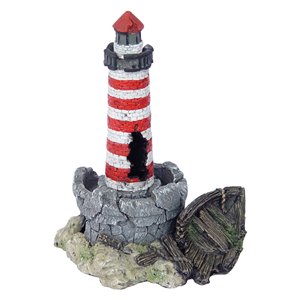 Aquarium-Dekoration - Leuchtturm, Einstiegslöcher im Inneren, für scheue Fischarten