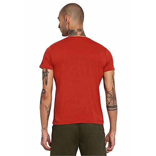 Image of Wrangler Men Brick Red Graphic Regular Fit T-Shirt