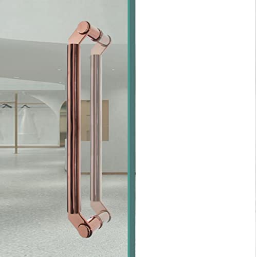 Poignées de porte rondes en verre double face en acier inoxydable or rose 54 cm x 50 cm