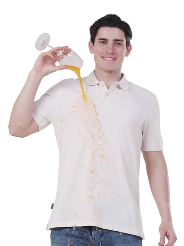 Image of TURMS Men's Casual Solid Polo T-Shirt, Odor Control, Stretchable & Breathable, Cotton Blend Fabric, Collared Neck, Half Sleeve