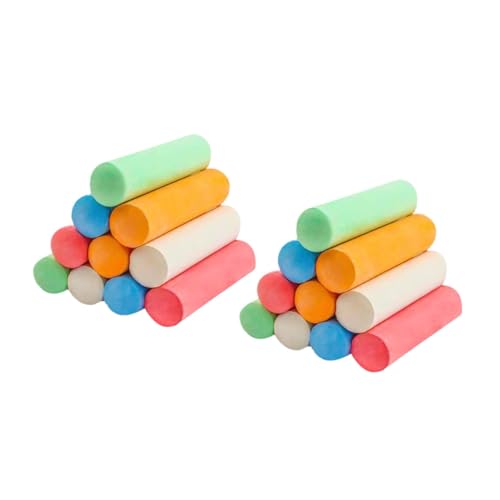 SEWACC 20Pcs Dustless Chalk for Outdoor Games Vibrant Colored Teaching and Painting Chalks for Blackboard and Creative Art Activities