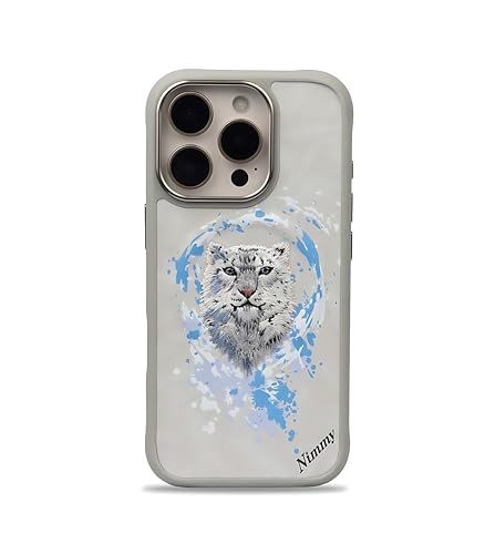 Image of Nimmy Dazzling MagSafe Embroidery Case for iPhone 16 Pro | 3D Animal Design | Shockproof Leather Finish Back Cover | MagSafe Compatible (Dazzling Leopard)