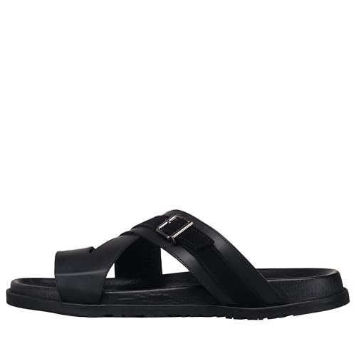 DALGALA Men's Black Calfskin Big Size Wide Fit Handmade Buckle Sandals Summer Shoes4