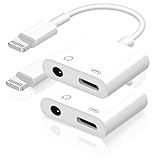 [Apple MFi Certified] 2-in-1 Charging & Audio Adapter for iPhone, Lightning to 3.5mm Headphone Jack Dongle Splitter, Supports Hi-Res Lossless Sound, Compatible with iPhone 14/13/12/11/XS/XR/8/7 2Pack