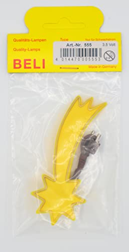 BELI-BECO 555 Komet - Stern gelb für Krippe mit Beleuchtung - Krippenbeleuchtung - Kunststoff - klare Glühlampe E 5,5-4,5 V - 0,2A (35 mm)