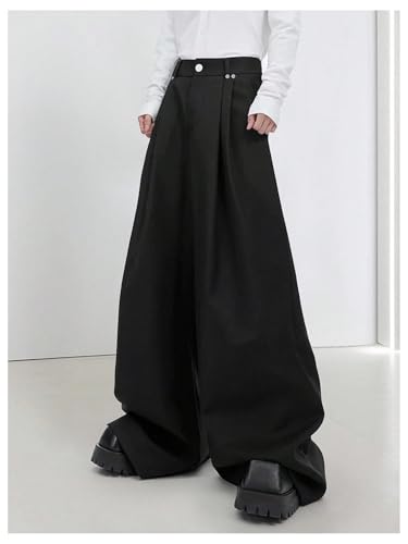 Men's Baggy Dress Pants Pleated Fly Wide Leg Pants Business Casual Suit Zipper Long Trousers with Pocket3