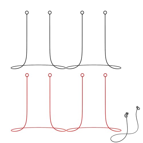 4PCS Earplugs Connector Cord,Earplug Lanyard Flexible,Silicone Ear Plugs Lanyard,Earplugs Chain,Suitable for Earplugs with Detachable Earplug Tips to Preventing Earplugs from Falling（Black+Red）