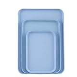 Rosoy トレイ 卓上・トレー プラスチック 小物入れ 卓上調理器具 おしゃれ 滑り止め 角型 長方形 洋風 インテリア ランチマット 洗える 食洗機対応 電子レンジ対応 パッケージ用 業務用 家庭用 長方形プレート 高級家庭用レストラン 収納 フルーツ ティー (S/M/L（3個）,ライトブルー)