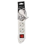 EDO Multipresa Logan S-Blocco cavo di prolunga bianco a 4 vie tipo F Schuko multiprese elettriche multipresa 1,5 metri presa multipla a 4 vie ciabatta elettrica Cavo con interruttore on/off EDO777577