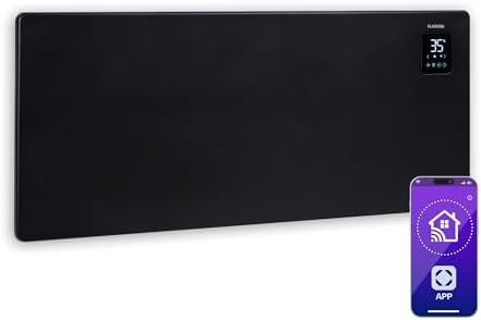 Klarstein Radiadores Bajo Consumo Electricos para Casa, Estufa Electrica de 2500W con Ruedas, Radiador Electrico Silencioso, Portátil y Delgado, Estufas con Panel para Montar en Pared y Termostato