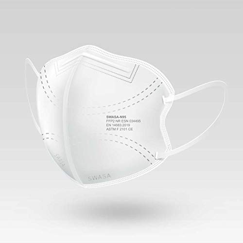 Image of SWASA FFP2 Certified Respirator (White, N95 Filter, Pack of 1)