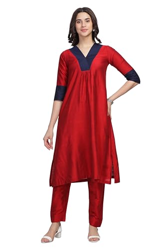 Image of Maroon Kurta with Straight Pant | Kurti Set for Woman