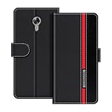 UOGNADGD Lederhülle Kompatibel mit Acer Liquid Z6 Plus Klappbares Portemonnaie-Hülle mit Magnetverschluss Ständer & Kartenfächern stoßfestem Schutz (Schwarz)