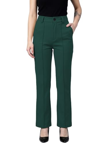 Image of Women's High Waist Formal Straight Fit Trousers Premium Stretch Office Pants Front Pleated Design Smart Workwear Bottom for Office, Casual & Business Wear