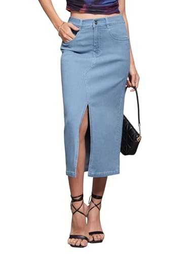 Image of Miss Chase Women's Straight High Rise Mini Denim Skirt