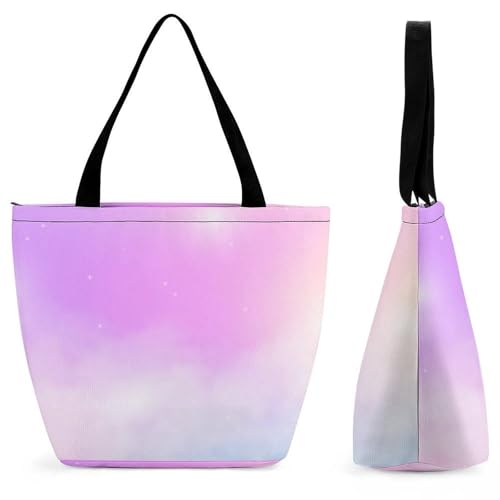 Sac à main pour femme au design arc-en-ciel scintillant et format cabas de voyage