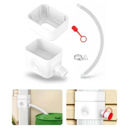 Downspout Diverter Diverter for Downspout Rain Barrel Diverter Kit Downspout 3x 4 and 2x 3 Rain Barrel Diverter Kit with Adjustable Valve Diverts Water Into Rain Barrel 4.6ft Hose - White