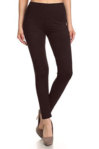 Leggings Depot Womens High Waist Legging - Pants With Buttery Soft 1 Inch Waistband, Brown (One Size Plus) #TOP2