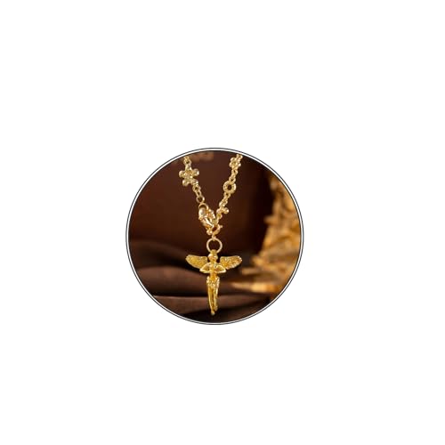 Guardian Angel Pendant Necklace 18K Gold-tone Plating Angel Wings Necklace Dainty Religious Jewelry unisex