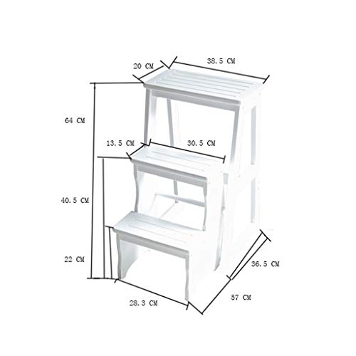 Escalera taburete de madera maciza de 3 capas plegable para alcanzar altillos y organizar flores 5