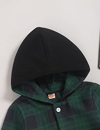 Image of Fuermos Toddler Baby Boys Clothes Flannel Lattice Button Down Hooded Tops +Pants Boys Fall Winter Outfits