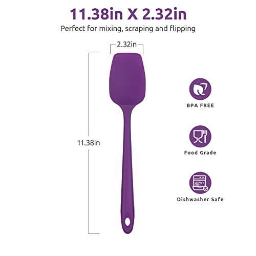 Image of U-Taste Silicone Spoon Spatula, 600F High Temp Spoonula, 11.38 inch, Purple