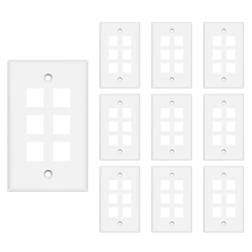 Plaques murales Keystone 6 ports blanc lot de 10 pour câble réseau RJ45 - 2