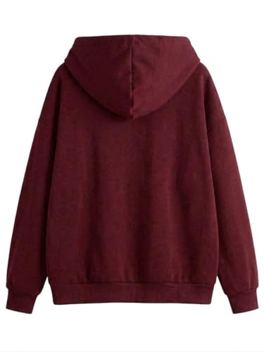 Image of Women's Fleece Fabric Zipper Hooded Jacket Loose Fit /Oversized, Drawstring | Plus Size Also Available