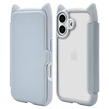 ラスタバナナ ケース カバー iPhone16 専用 手帳型 ハイブリッド フタ付き 猫耳 mimi スモーキーブルー 8104IP461BHPSBL