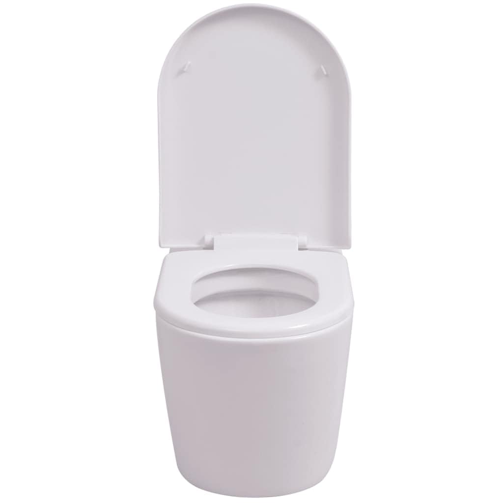 vidaXL Inodoro Colgante Pared Cisterna Oculta Cerámica Blanco Retrete Váter WC